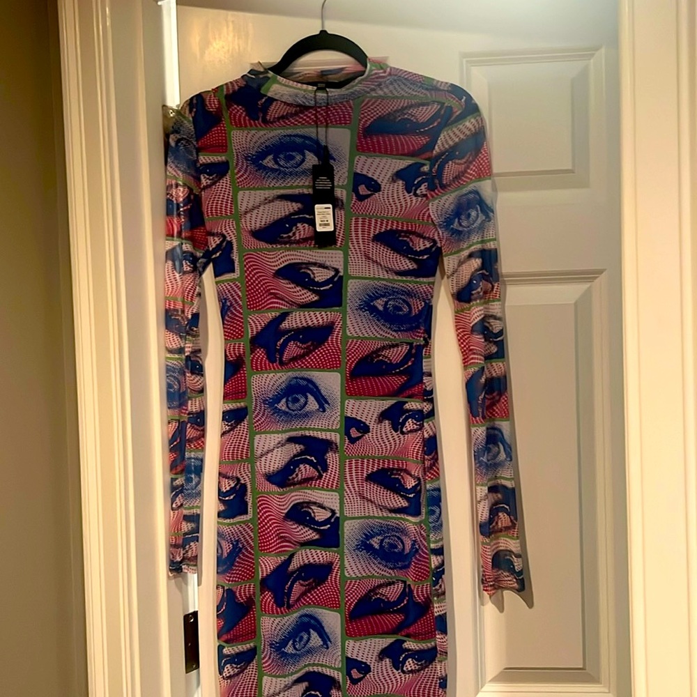 NWT- Fashion Nova mesh maxi dress size M